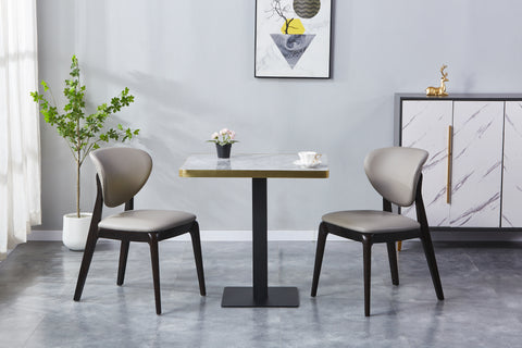 Sintered Stone Table Top with Gold Aluminum Edging - Shiny Concrete Finish