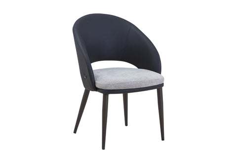 Milano Upholstered Chair - PU Leather + Boucle Fabric Chair w/ Black Legs