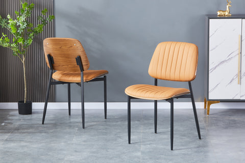 Orhan Upholstered Chair - PU Leather Chair w/ Black Legs