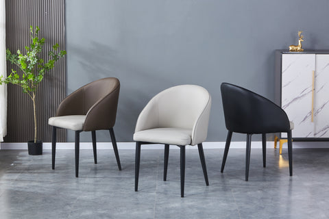 Piana Upholstered Chair - PU Leather Chair w/ Black Legs