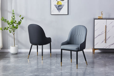 Adele Upholstered Chair - PU Leather Chair w/ Black Legs