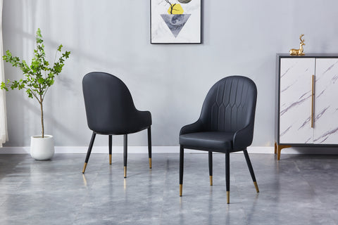 Adele Upholstered Chair - PU Leather Chair w/ Black Legs