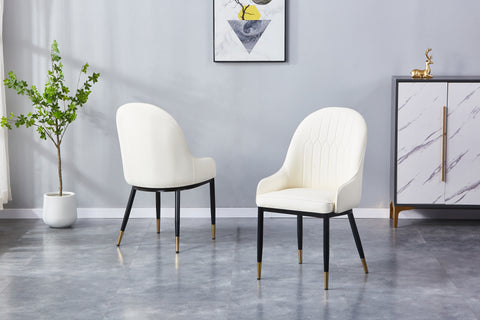 Adele Upholstered Chair - PU Leather Chair w/ Black Legs