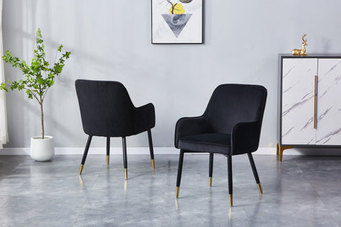Monaco Upholstered Chair - Velvet Chair w/ Black Legs
