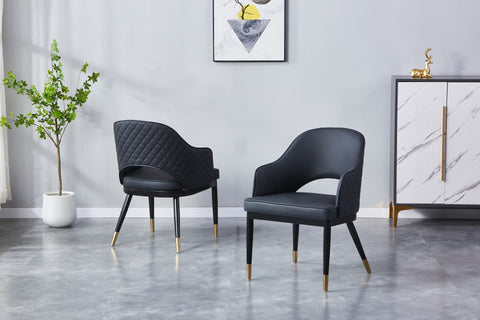 Atlas Upholstered Chair - PU Leather Chair w/ Black Legs