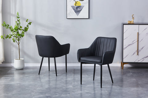 Aura Upholstered Chair - PU Leather Chair w/ Black Legs