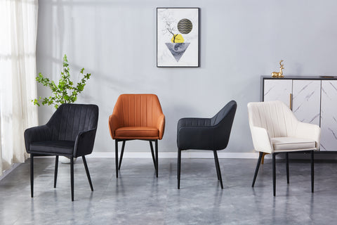 Aura Upholstered Chair - PU Leather Chair w/ Black Legs