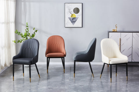 Adele Upholstered Chair - PU Leather Chair w/ Black Legs