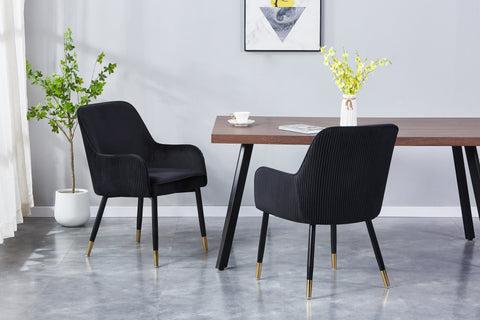 Monaco Upholstered Chair - Velvet Chair w/ Black Legs