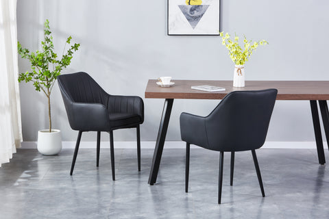 Aura Upholstered Chair - PU Leather Chair w/ Black Legs