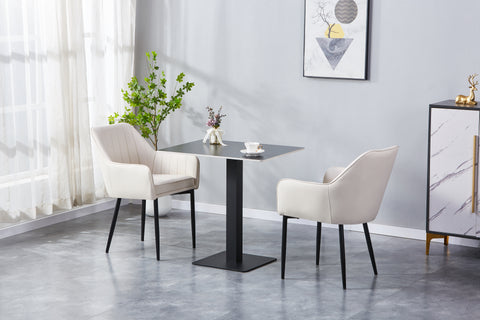 Aura Upholstered Chair - PU Leather Chair w/ Black Legs