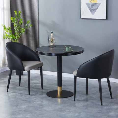 Sintered Stone Table Top with Black Aluminum Edging - Black Smoke