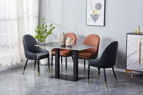 Adele Upholstered Chair - PU Leather Chair w/ Black Legs