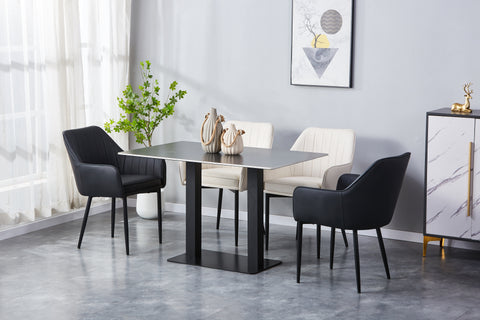 Aura Upholstered Chair - PU Leather Chair w/ Black Legs