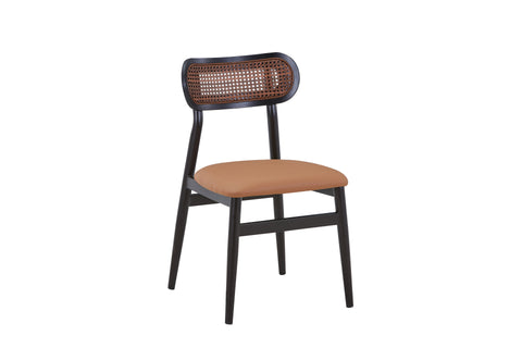 Jordan Rattan Chair - Solid One Piece Metal Frame With PuLeather Seat.