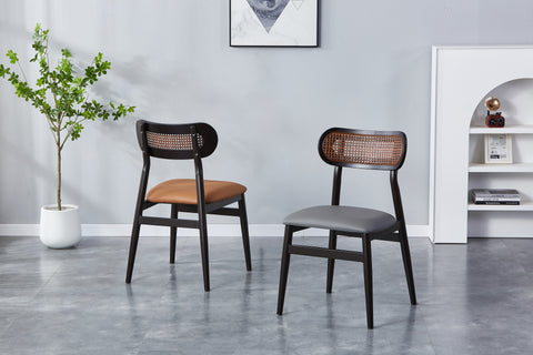 Jordan Rattan Chair - Solid One Piece Metal Frame With PuLeather Seat.