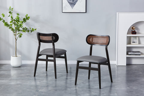 Jordan Rattan Chair - Solid One Piece Metal Frame With PuLeather Seat.