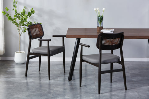 Cairo Rattan Chair - Solid One Piece Metal Frame With PuLeather Seat.