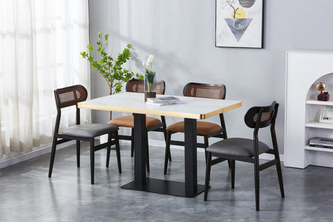 Jordan Rattan Chair - Solid One Piece Metal Frame With PuLeather Seat.