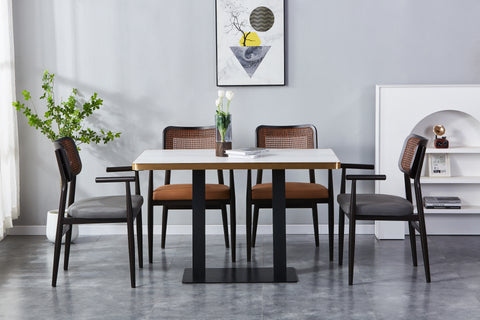 Cairo Rattan Chair - Solid One Piece Metal Frame With PuLeather Seat.