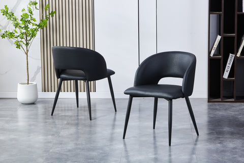 Romeo Upholstered Chair - PU Leather Chair w/ Black Legs