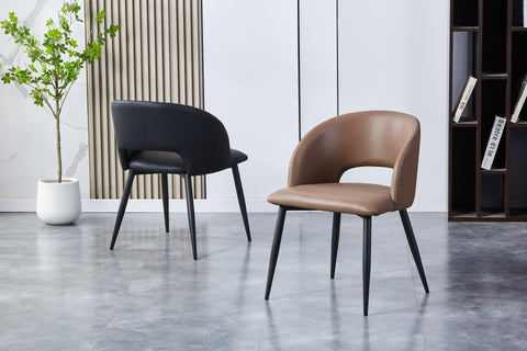 Romeo Upholstered Chair - PU Leather Chair w/ Black Legs