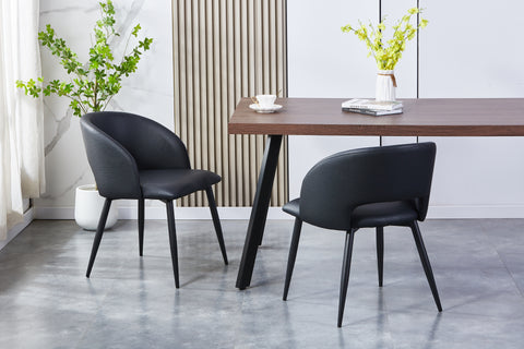 Romeo Upholstered Chair - PU Leather Chair w/ Black Legs