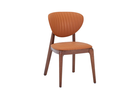 Antalya Solid Wood Upholstered Chair - PU Leather Chair w/ Wooden Legs