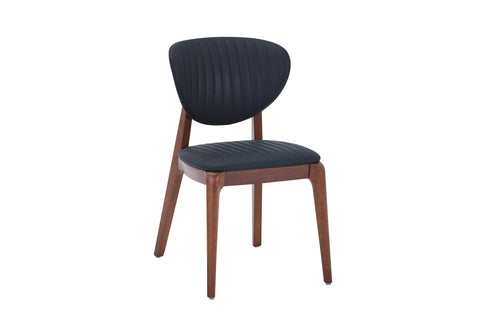 Antalya Solid Wood Upholstered Chair - PU Leather Chair w/ Wooden Legs