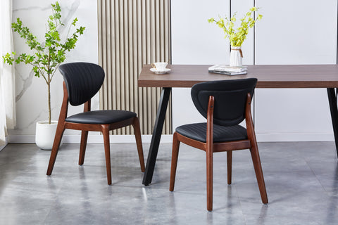 Antalya Solid Wood Upholstered Chair - PU Leather Chair w/ Wooden Legs