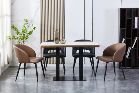 Romeo Upholstered Chair - PU Leather Chair w/ Black Legs