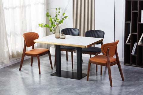 Antalya Solid Wood Upholstered Chair - PU Leather Chair w/ Wooden Legs