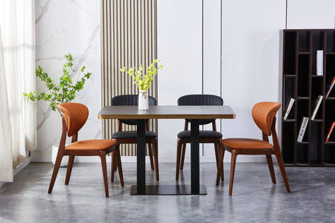 Antalya Solid Wood Upholstered Chair - PU Leather Chair w/ Wooden Legs