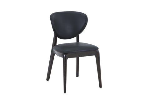 Bursa Solid Wood Upholstered Chair - PU Leather Chair w/ Black Wooden Legs