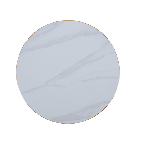 Sintered Stone Table Top with Gold Aluminum Edging - Carrara White