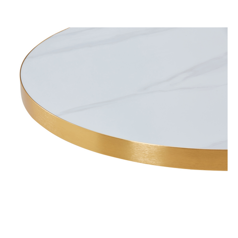 Sintered Stone Table Top with Gold Aluminum Edging - Carrara White