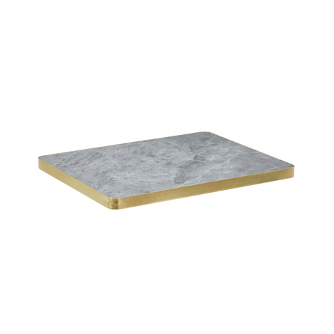 Sintered Stone Table Top with Gold Aluminum Edging - Shiny Concrete Finish