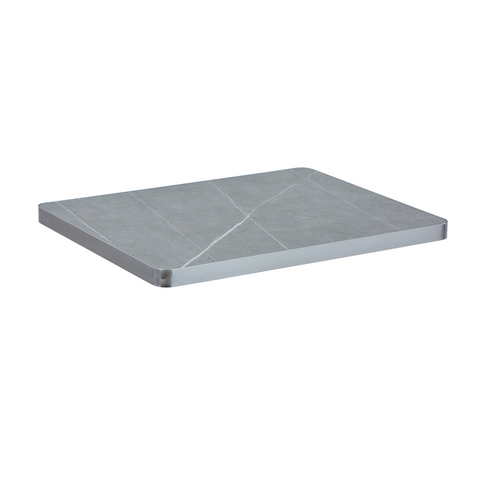 Sintered Stone Table Top with Silver Aluminum Edging - Grey Smoke