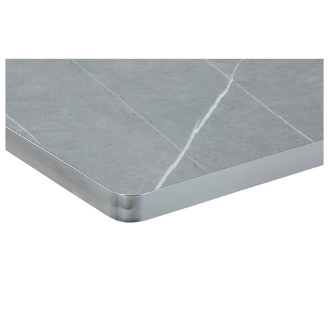 Sintered Stone Table Top with Silver Aluminum Edging - Grey Smoke