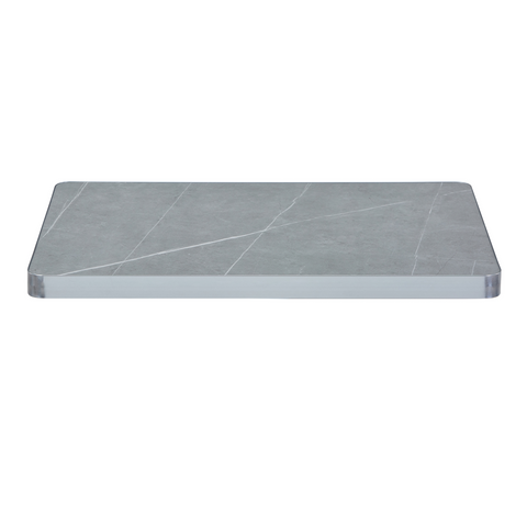 Sintered Stone Table Top with Silver Aluminum Edging - Grey Smoke