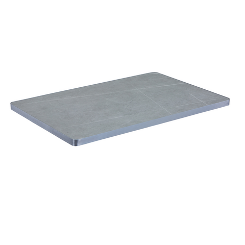 Sintered Stone Table Top with Silver Aluminum Edging - Grey Smoke