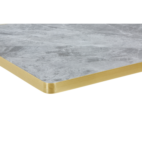 Sintered Stone Table Top with Gold Aluminum Edging - Shiny Concrete Finish