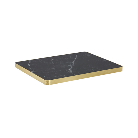 Sintered Stone Table Top with Gold Aluminum Edging - Black Smoke