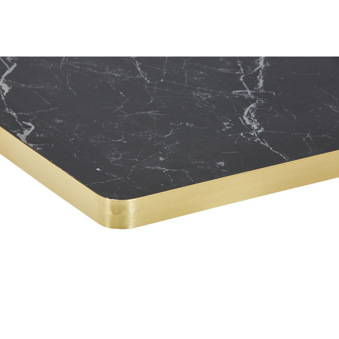 Sintered Stone Table Top with Gold Aluminum Edging - Black Smoke