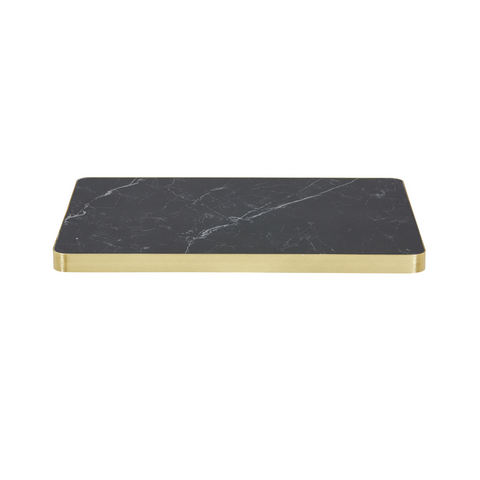 Sintered Stone Table Top with Gold Aluminum Edging - Black Smoke