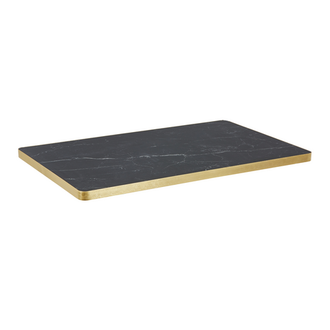 Sintered Stone Table Top with Gold Aluminum Edging - Black Smoke