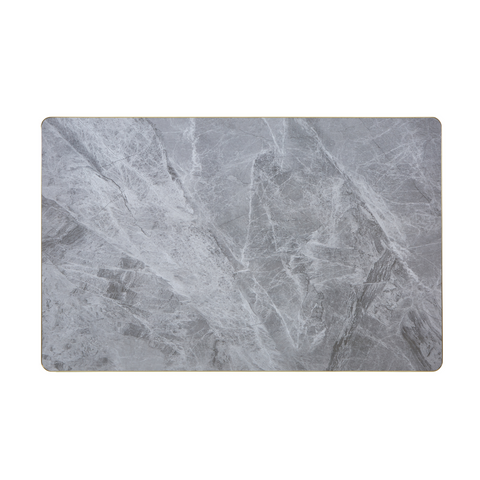 Sintered Stone Table Top with Gold Aluminum Edging - Shiny Concrete Finish