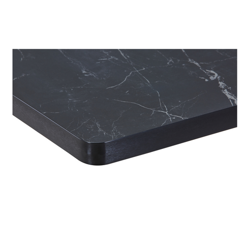 Sintered Stone Table Top with Black Aluminum Edging - Black Smoke