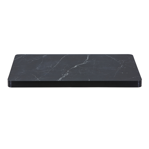 Sintered Stone Table Top with Black Aluminum Edging - Black Smoke