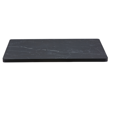 Sintered Stone Table Top with Black Aluminum Edging - Black Smoke